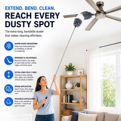 Long extendable feather duster - feather,